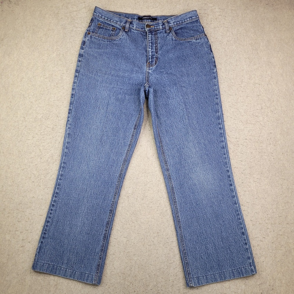 Bill Blass Perfect Fit 90s‎ Wide Leg Jeans Womens 12 Blue Med Wash Denim Vintage